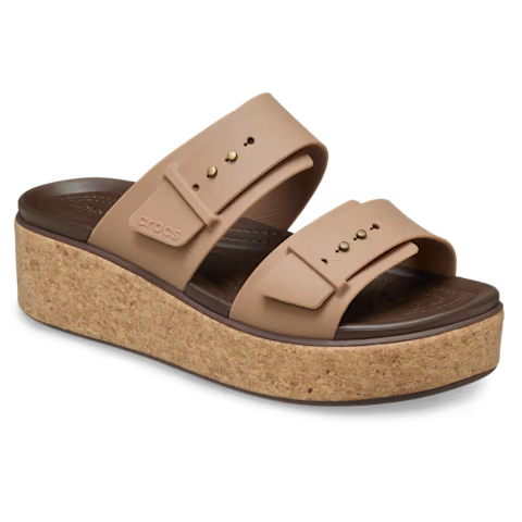 Crocs Women's Brooklyn Cork Buckle Wedges Platform Sandals